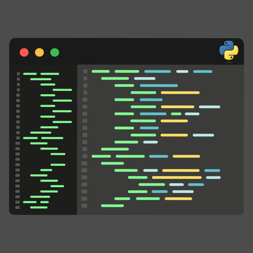 Ventana de un editor de código con el logotipo de Python.